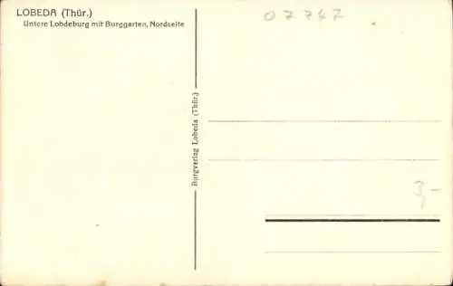 Ak Lobeda Jena Thüringen, untere Lobdeburg, Burggarten, Nordseite