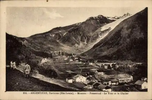 Ak Argentière Haute Savoie, Panorama, Montroc, Presserand, Tour, Glacier