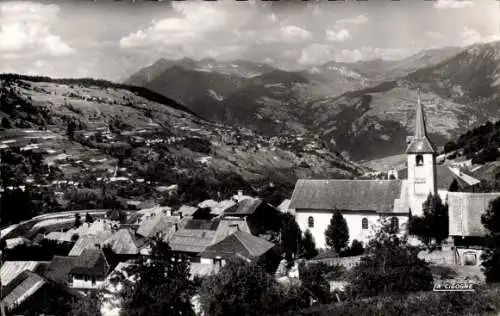 Ak Les Avanchers Savoie, Panorama, Kirchturm