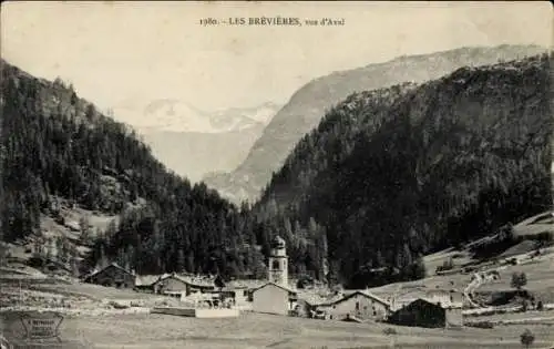 Ak Tignes les-Brévières Savoie, Talblick, Gesamtansicht, Gebirge, Aval