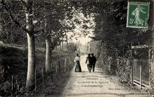 Ak Villennes sur Seine Yvelines, Chemin de la Nourrée a la Crapaudiere