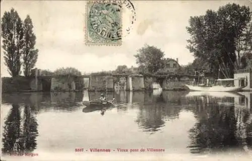 Ak Villennes sur Seine Yvelines, Alte Brücke