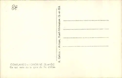 Ak Conflans Sainte Honorine Yvelines, Die Ruinen des Bahnhofs am Ende der Oise