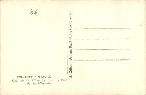Ak Conflans Ende der Oise, Quai de end d’Oise am Fuße der Pont de Saint Germain, Zerstörung