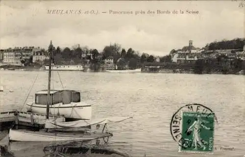 Ak Meulan und Yvelines, Panorama in der Nähe des Seine-Ufers