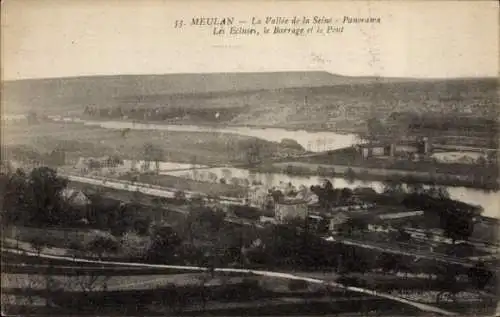 Ak Meulan und Yvelines, Seine-Tal, Panorama