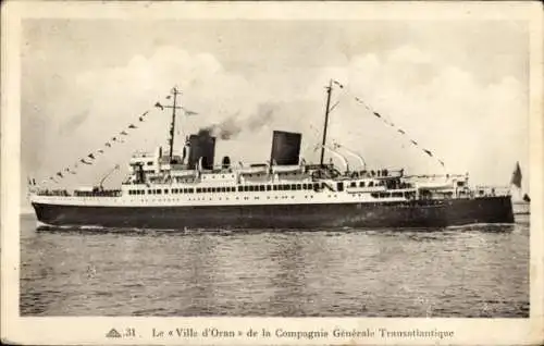 Ak Passagierdampfer Ville d'Oran, CGT