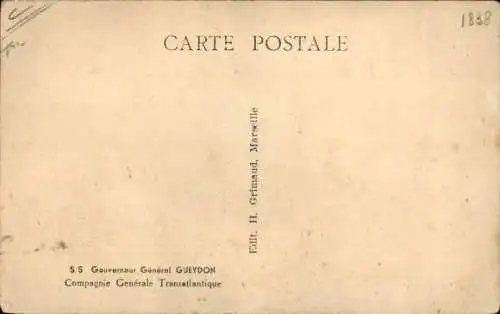 Ak Passagierschiff SS Gouverneur Général Gueydon, CGT