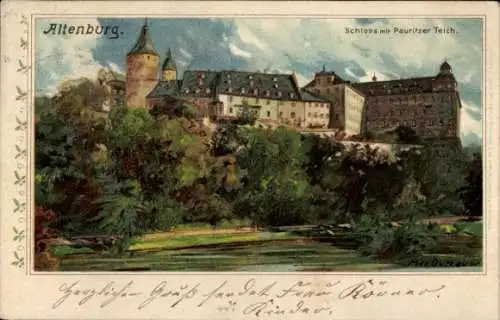 Künstler Litho Dutzauer, Max, Altenburg in Thüringen, Schloss mit Pauritzer Teich