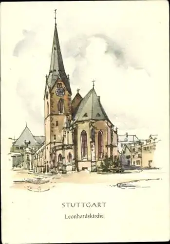 Künstler Ak Schellenberger C., Stuttgart, Leonhardskirche