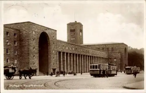 Ak Stuttgart in Württemberg, Hauptbahnhof, Straßenbahn