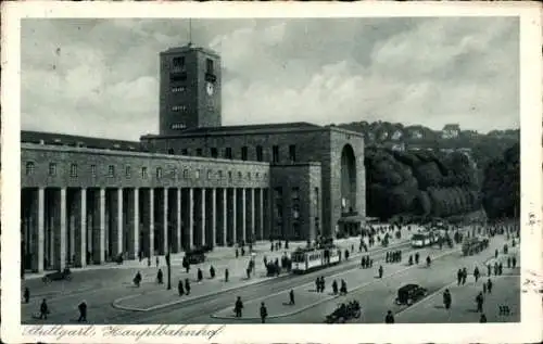 Ak Stuttgart in Württemberg, Hauptbahnhof, Straßenbahn