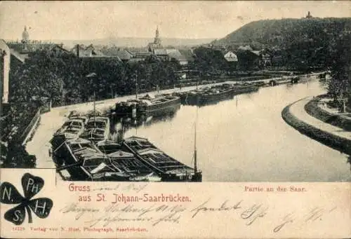 Ak St. Johann Saarbrücken im Saarland, Saar, Boote