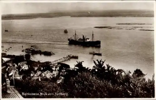 Ak Hamburg Altona Blankenese, Blick vom Süllberg, Elbe, Schiff