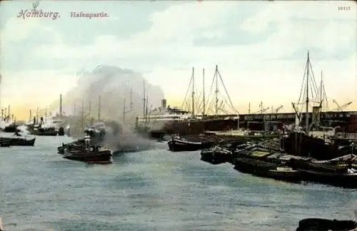 Ak Hamburg, Hafen, Schiffe, Schlepper