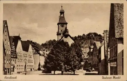 Ak Hersbruck im Nürnberger Land Bayern, Unterer Markt, Glockenturm