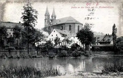 Ak Hof an der Saale Oberfranken Bayern, St. Michaeliskirche