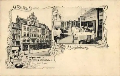 Jugendstil Ak Magdeburg in Sachsen Anhalt, Dankwarth und Richters Weinstuben