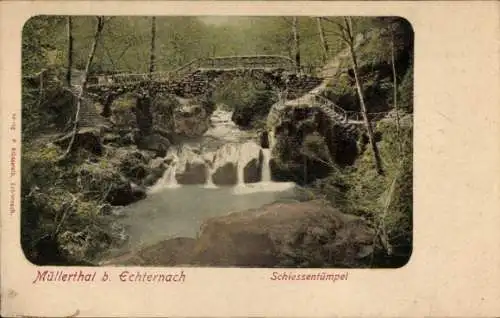 Ak Müllerthal bei Echternach Luxemburg, Schiessentümpel, Wasserfall