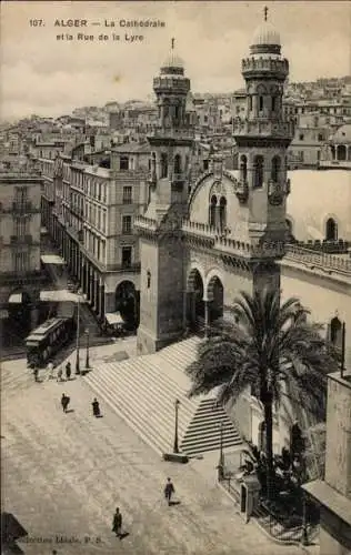 Ak Algier Alger Algerien, die Kathedrale an der Rue de la Lyre