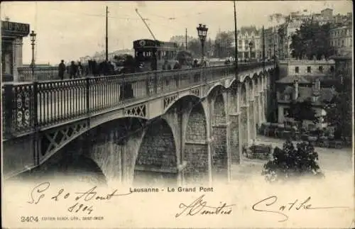 Ak Lausanne Kanton Waadt, Le Grand Pont