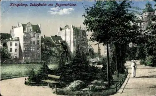 Ak Kaliningrad Königsberg Ostpreußen, Schlossteich, Bogenschütze