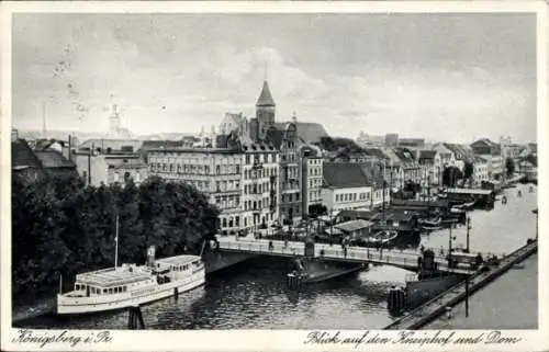 Ak Kaliningrad Königsberg Ostpreußen, Blick auf Kneiphof und Dom