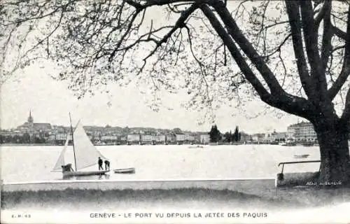 Ak Genf Genf Schweiz, Der Hafen vom Jetée des Paquis aus gesehen