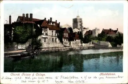 Ak Maidstone Kent England, Kirchenpalast, College