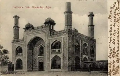 Ak Agra Indien, Eingangstor, Secundra