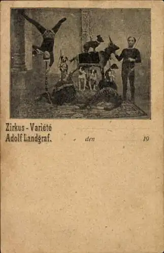 Ak Zirkus-Variete Adolf Landgraf, Tierdressur, Akrobat, Hunde