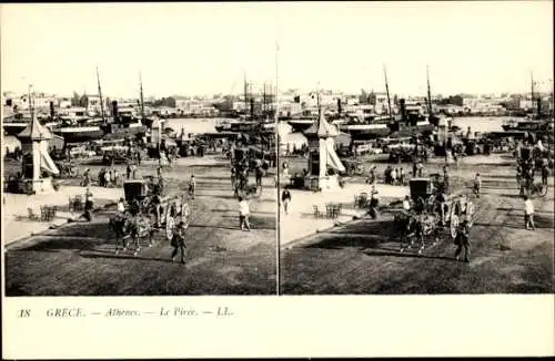 Stereo Ak Athen Griechenland, Hafen von Piräus