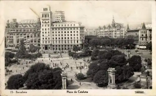 Ak Barcelona Katalonien Spanien, Plaza de Catalunya, Plaza de Catalunya