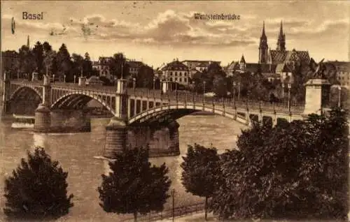 Ak Basel Stadt Schweiz, Wettsteinbrücke