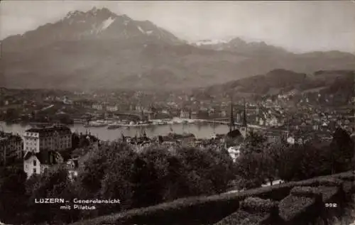 Ak Luzern Stadt Schweiz, Gesamtansicht, Pilatus