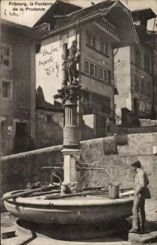 Ak Freiburg Freiburg Stadt Schweiz, Fontaine de la Prudence