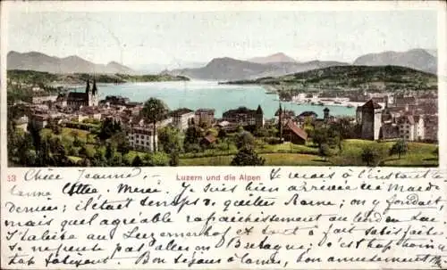 Ak Luzern Stadt Schweiz, Gesamtansicht, Alpen