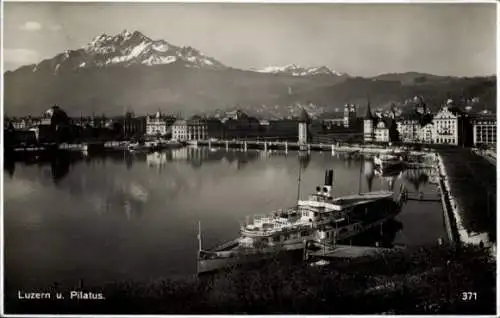 Ak Luzern Stadt Schweiz, Teilansicht, Dampfer, Pilatus