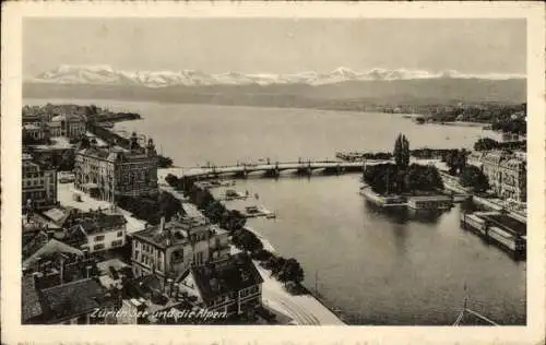 Ak Zürich Stadt Schweiz, See, Alpen