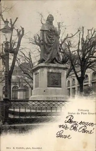 Ak Fribourg Freiburg Stadt Schweiz, Statue du Pere Girard