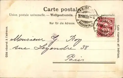 Ak Fribourg Freiburg Stadt Schweiz, Statue du Pere Girard