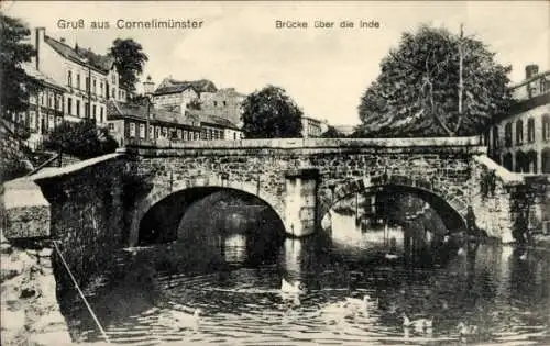 Ak Cornelimünster Kornelimünster Aachen in Nordrhein Westfalen, Brücke über die Inde