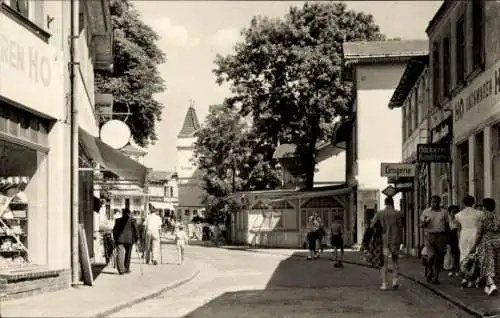 Ak Ostseebad Ahlbeck Heringsdorf Usedom, Seestraße, Passanten, Geschäfte, Postamt