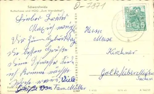 Ak Schwarzheide in der Niederlausitz, Kulturhaus, HOG Zum Wandelhof