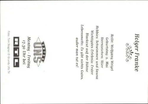 Ak Schauspieler Holger Franke, Portrait, Autogramm