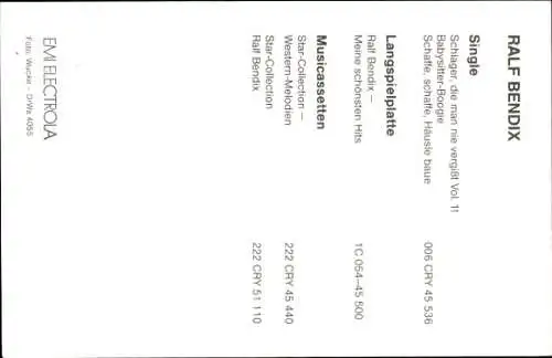 Ak Schauspieler und Sänger Ralf Bendix, Portrait, Autogramm