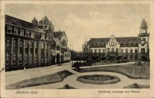 Ak Mülheim an der Ruhr, Sparkasse, Synagoge, Postamt