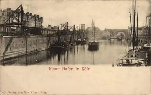 Ak Köln am Rhein, Neuer Hafen, Schiffe