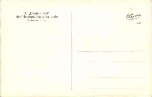 Ak Dampfschiff Deutschland, HAPAG, Innenansicht, Speisesaal 1. Klasse