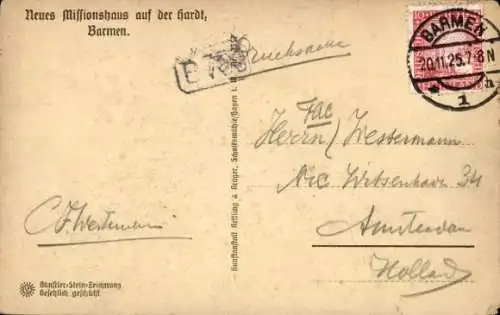 Steindruck Ak Barmen Wuppertal, Neues Missionshaus